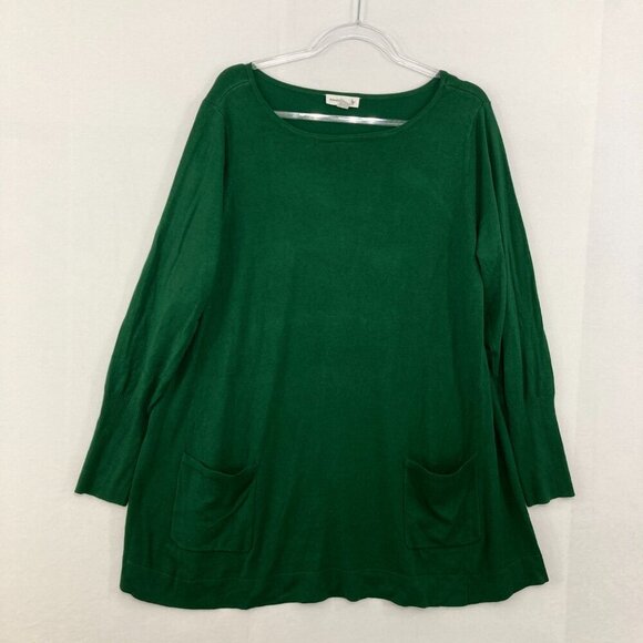 Susan Graver size XL Forest Green Soft Relaxed Light Sweater Office Career - Picture 1 of 8